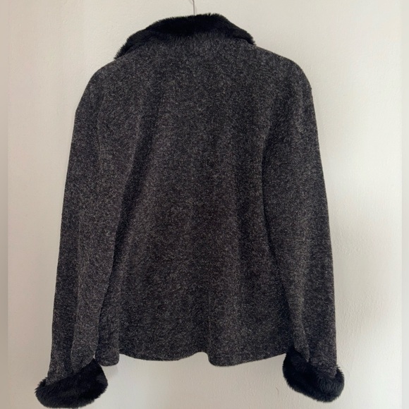 Talbots fur lined cuffed dark grey zip sweater - Picture 2 of 3